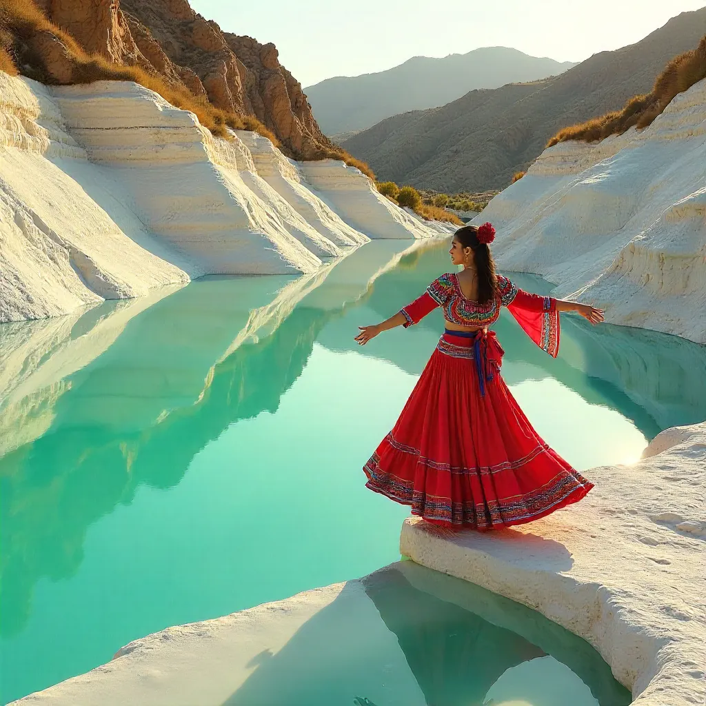 Reflection of a Dancer at Hierve el Agua, Oaxaca