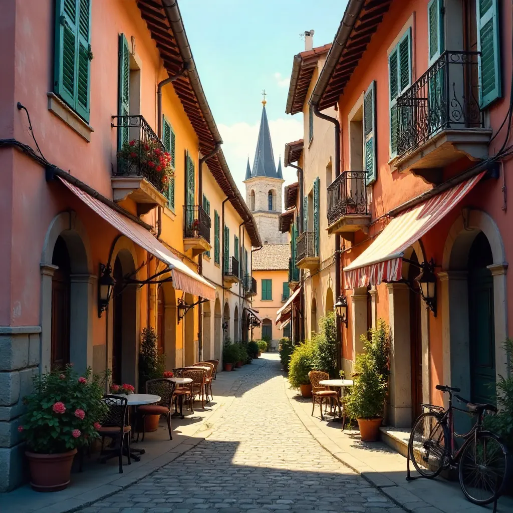 Pastel European Alley of Rustic Charm