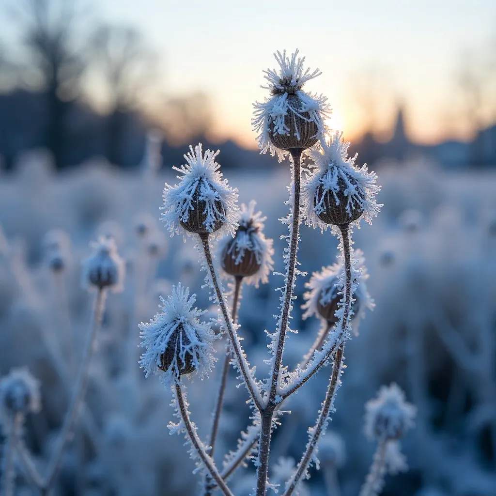 Hoarfrost Macro on Dried Berlin Plants