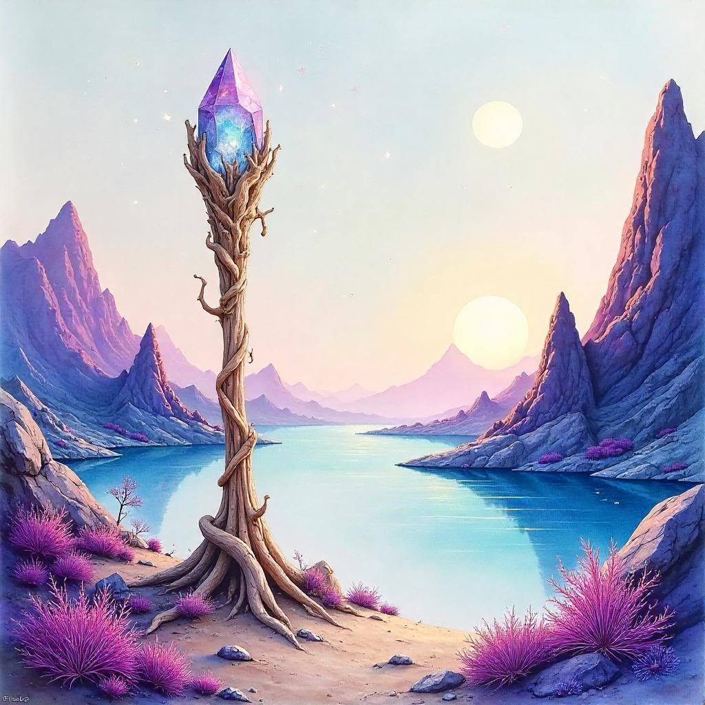 Watercolor Magic Wand on an Alien World
