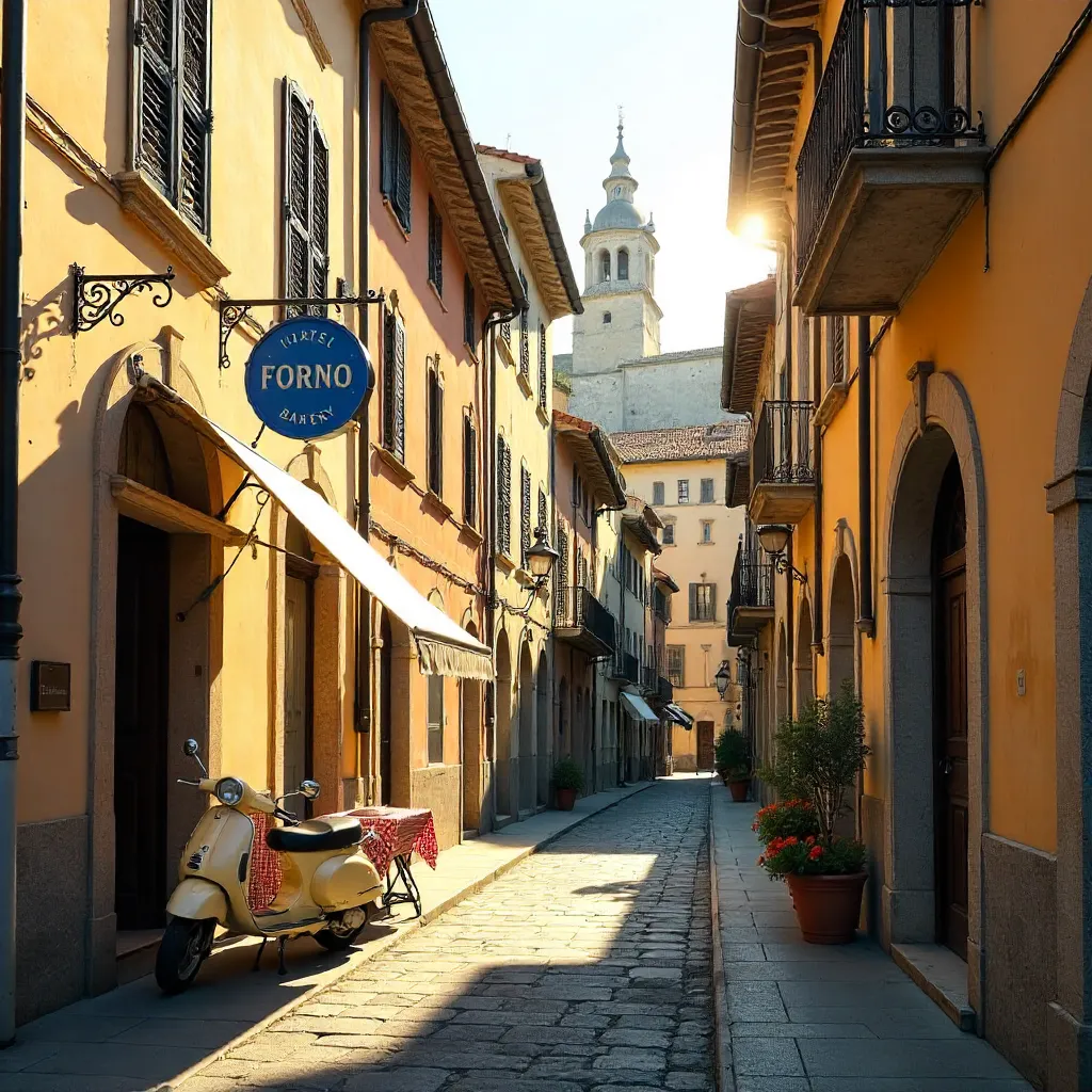 Sunlit Italian Street with FORNO Sign