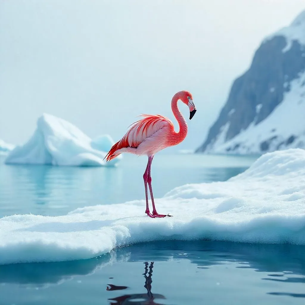 Flamingo on a Glacier – Photoreal Scene