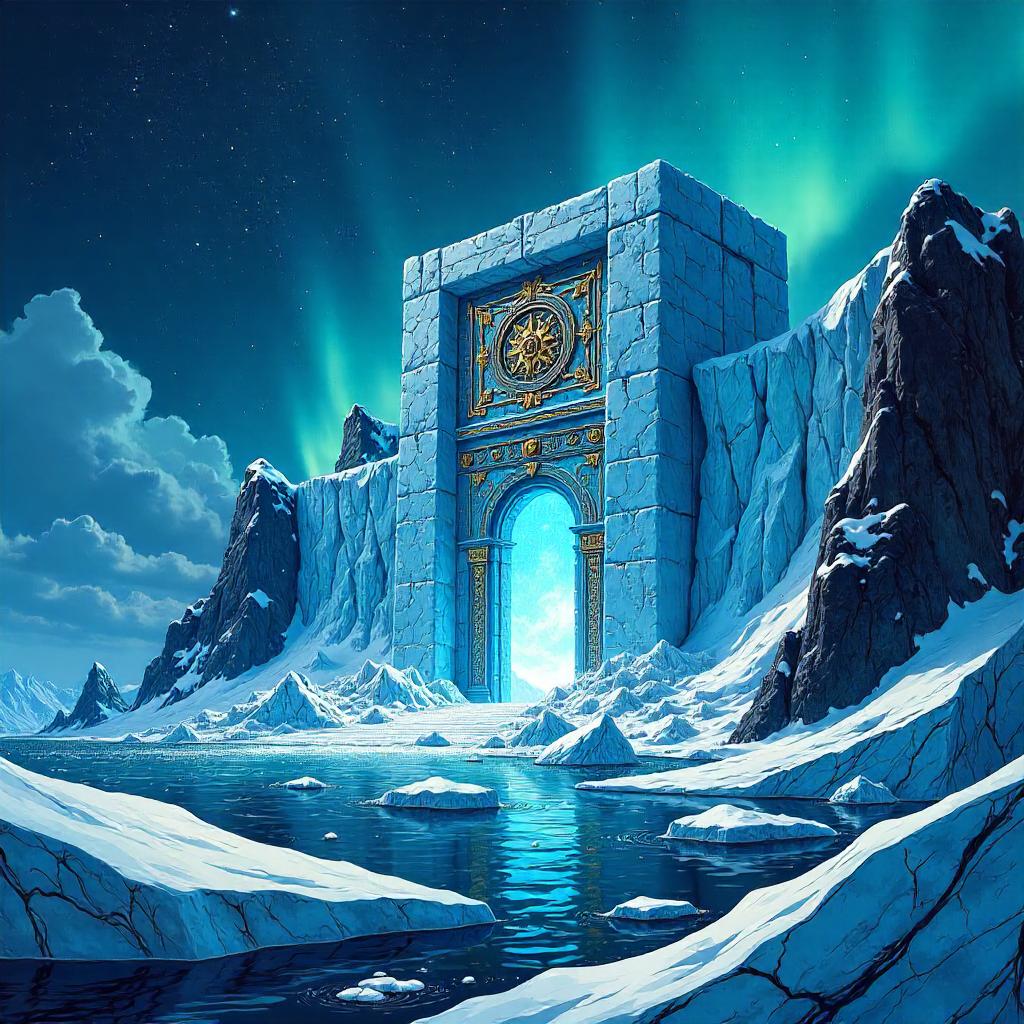 Temple of Ice: A Comic-Book Scene Among Icebergs
