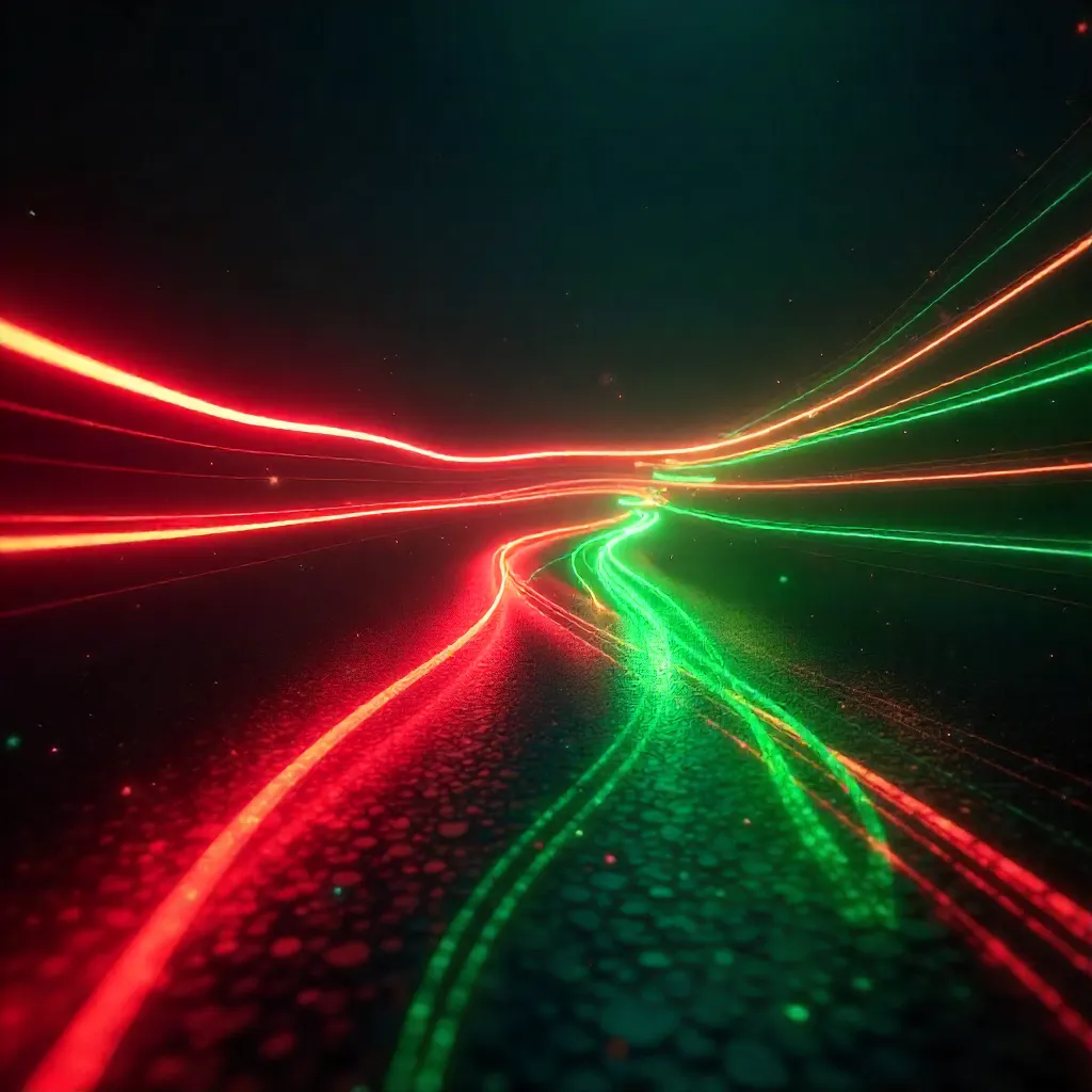 Vibrant Red-Green Light Trail Motion