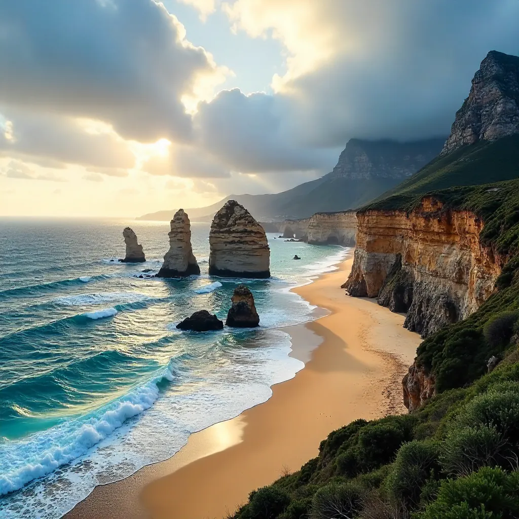 Dramatic Twelve Apostles Dawn Over Cape Town Beach