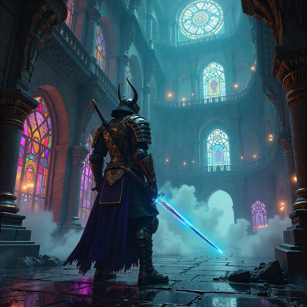 Neon Samurai in a Wizard Tower