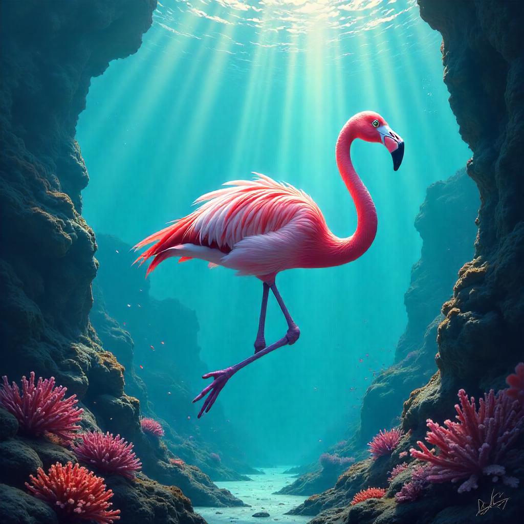Underwater Flamingo: Concept Art in Depths