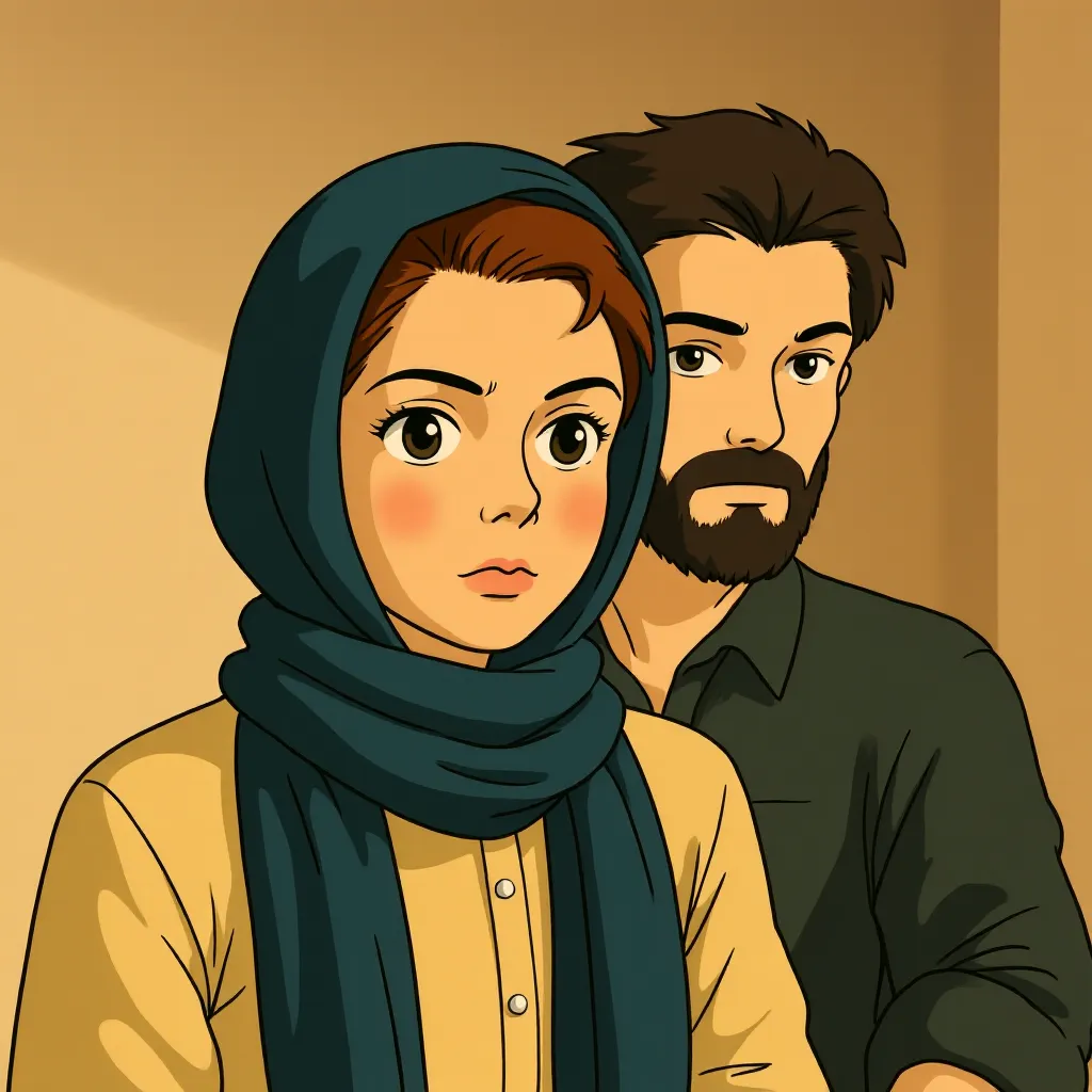 Leila Hatami and Payman Maadi in A Separation (2011) - Anime style