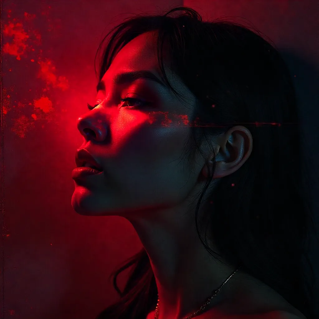 Red Shadowed Abstract Portrait