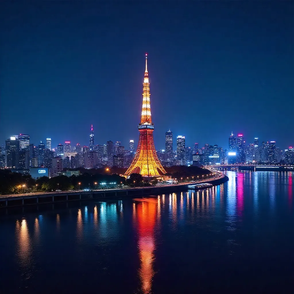 Tokyo Tower Night: Neon Skyline Panorama