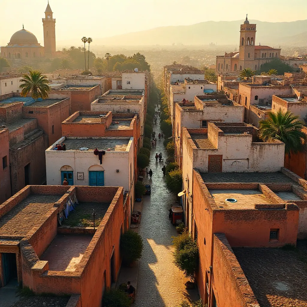 Aerial Rooftops of a Moroccan Medina