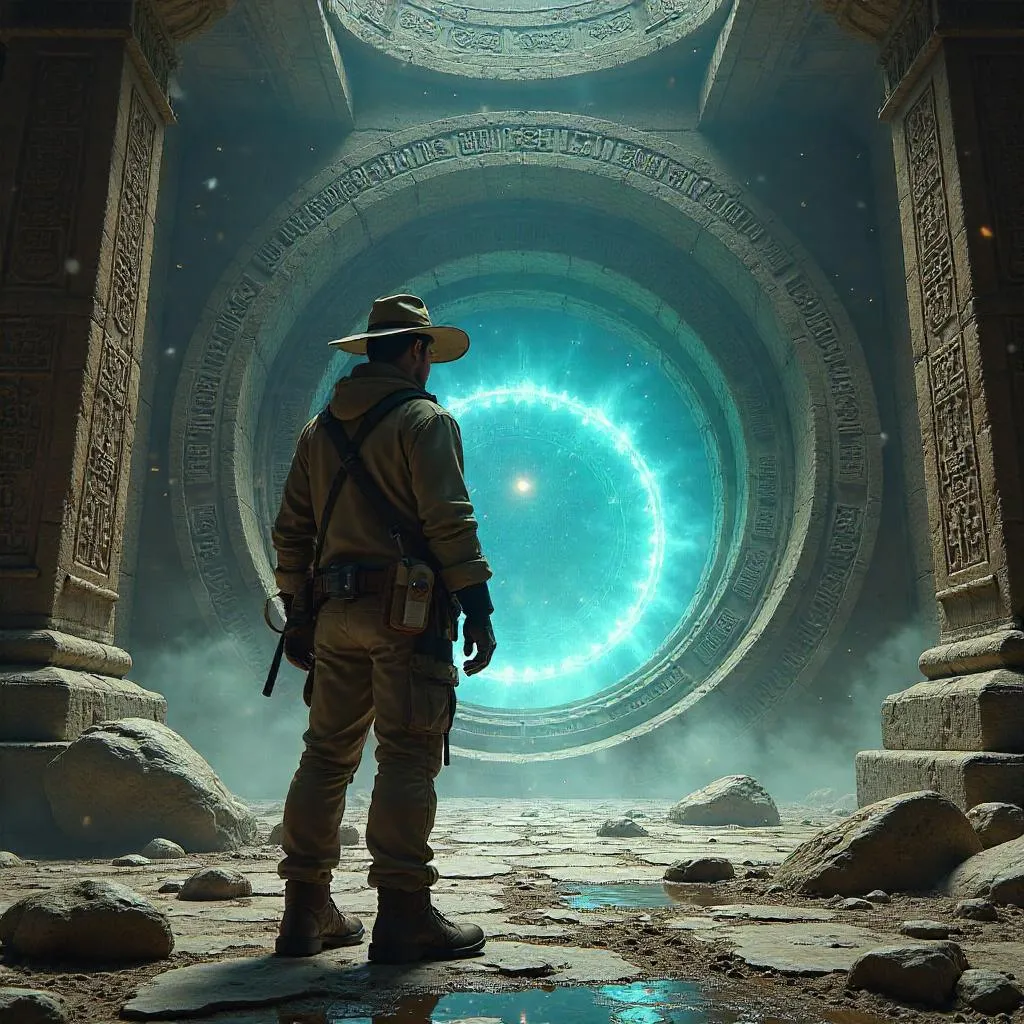 Archaeologist in a Portal Chamber - 3D Render