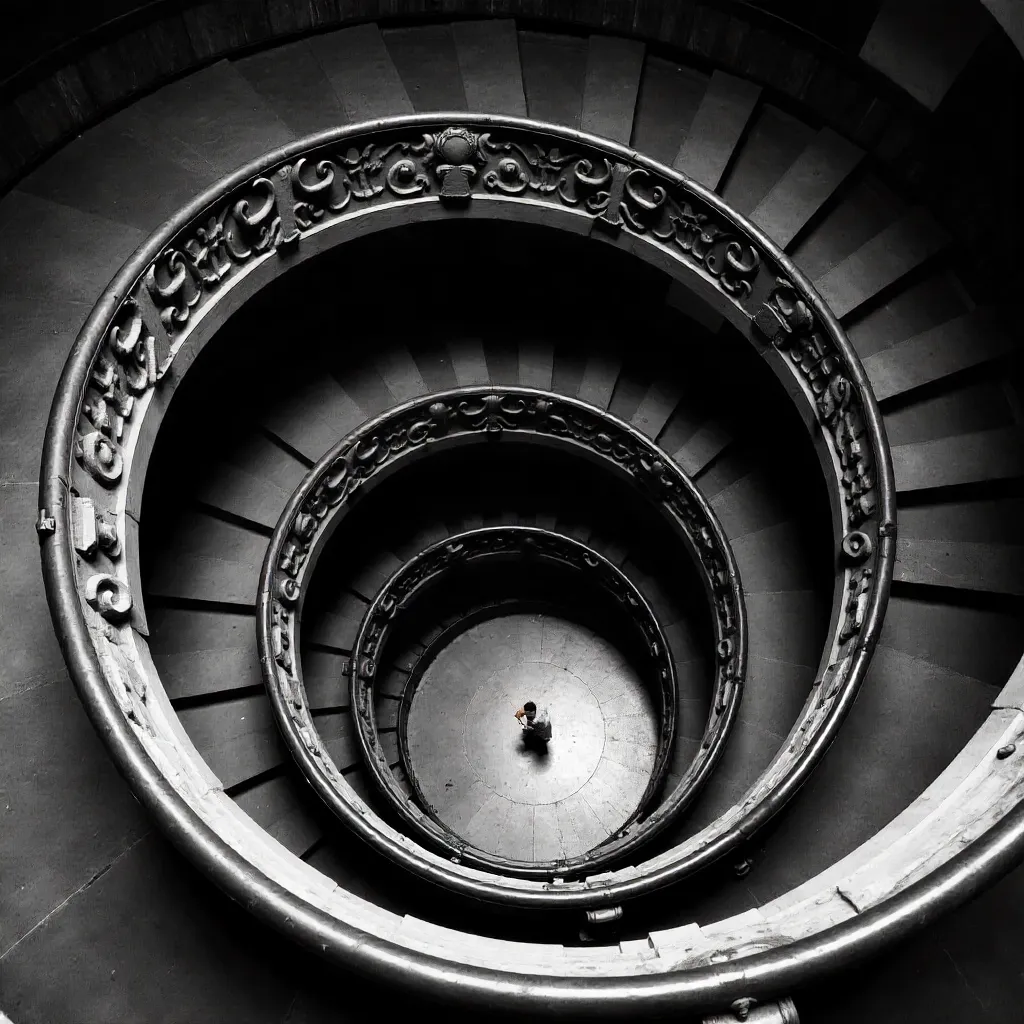 Monochrome Aerial Spiral Staircase