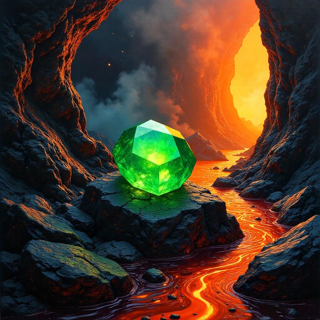 Infinity Stone by a Lava Flow - Oil Painting