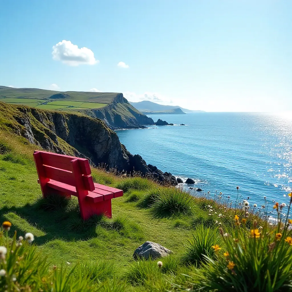 Serene Red Bench Overlooking Cromarty Sea
