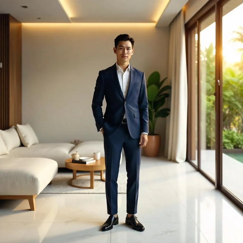 Stylish Asian Man in a Luxury Villa