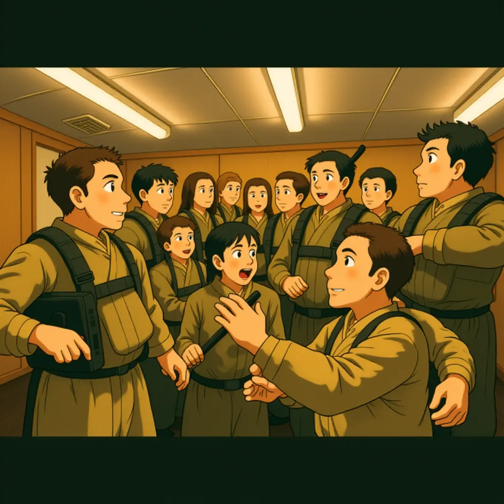 D'Pharaoh Woon-A-Tai, Aaron Mackenzie, Will Poulter, Noah Centineo, Finn Bennett, Cosmo Jarvis, Joseph Quinn, Adain Bradley, Taylor John Smith, Evan Holtzman, Kit Connor, Charles Melton, Alex Brockdorff, and Henrique Zaga in Warfare (2025) - Ghibli style