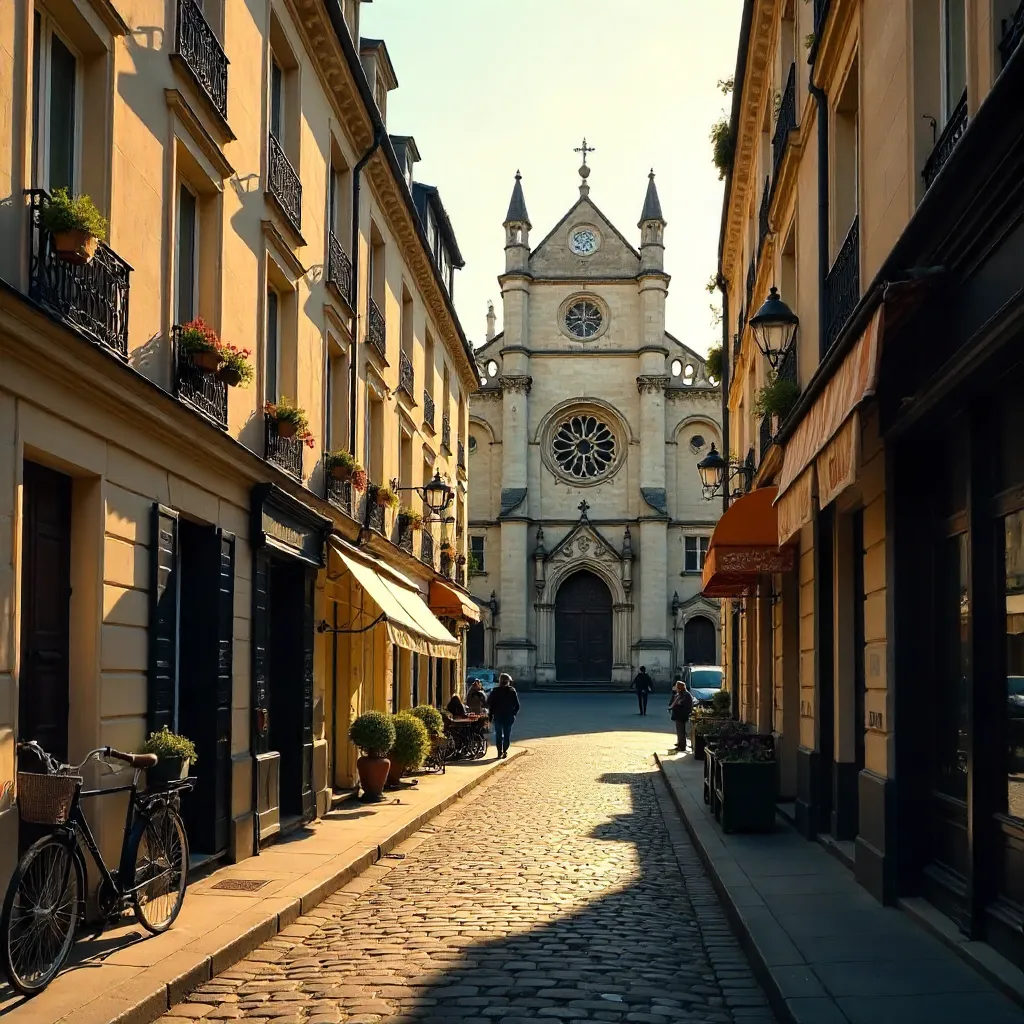 Charming Paris Street to Historic Gothic Church