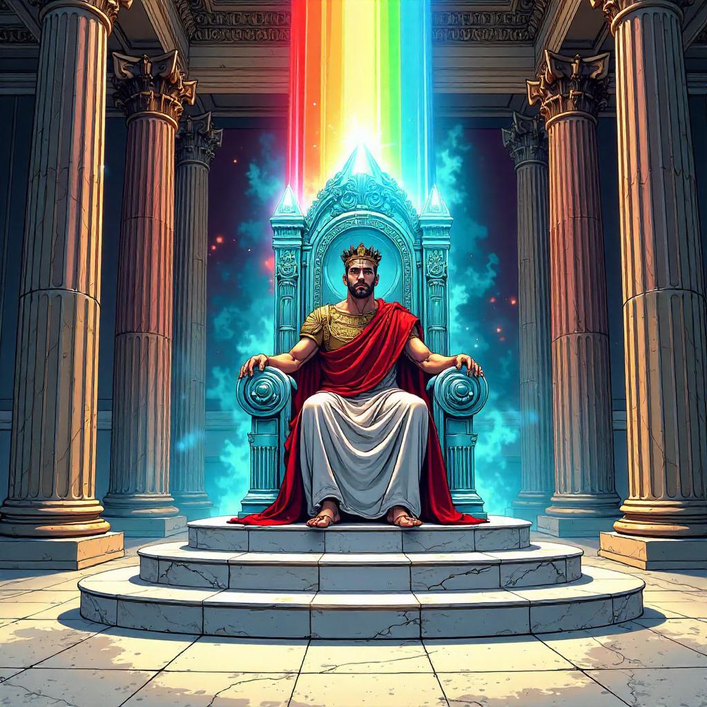 Crystal Throne Over Ancient Rome in Comic Style