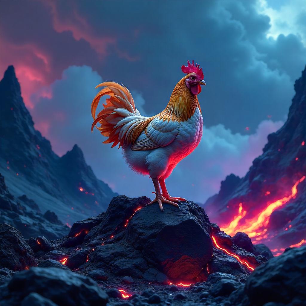 Digital Chicken on Volcanic Rocks