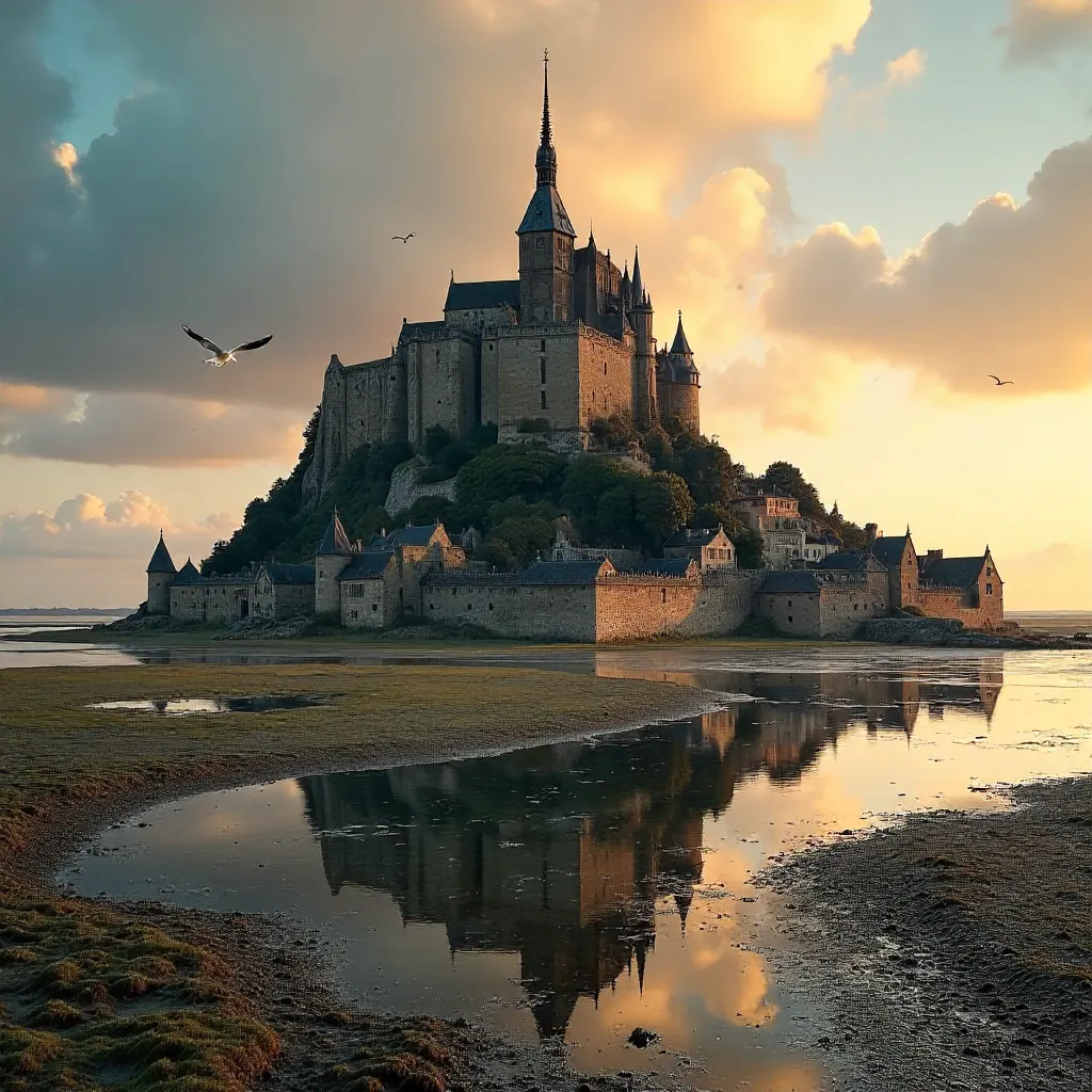 Mont Saint-Michel Abbey at Golden Hour
