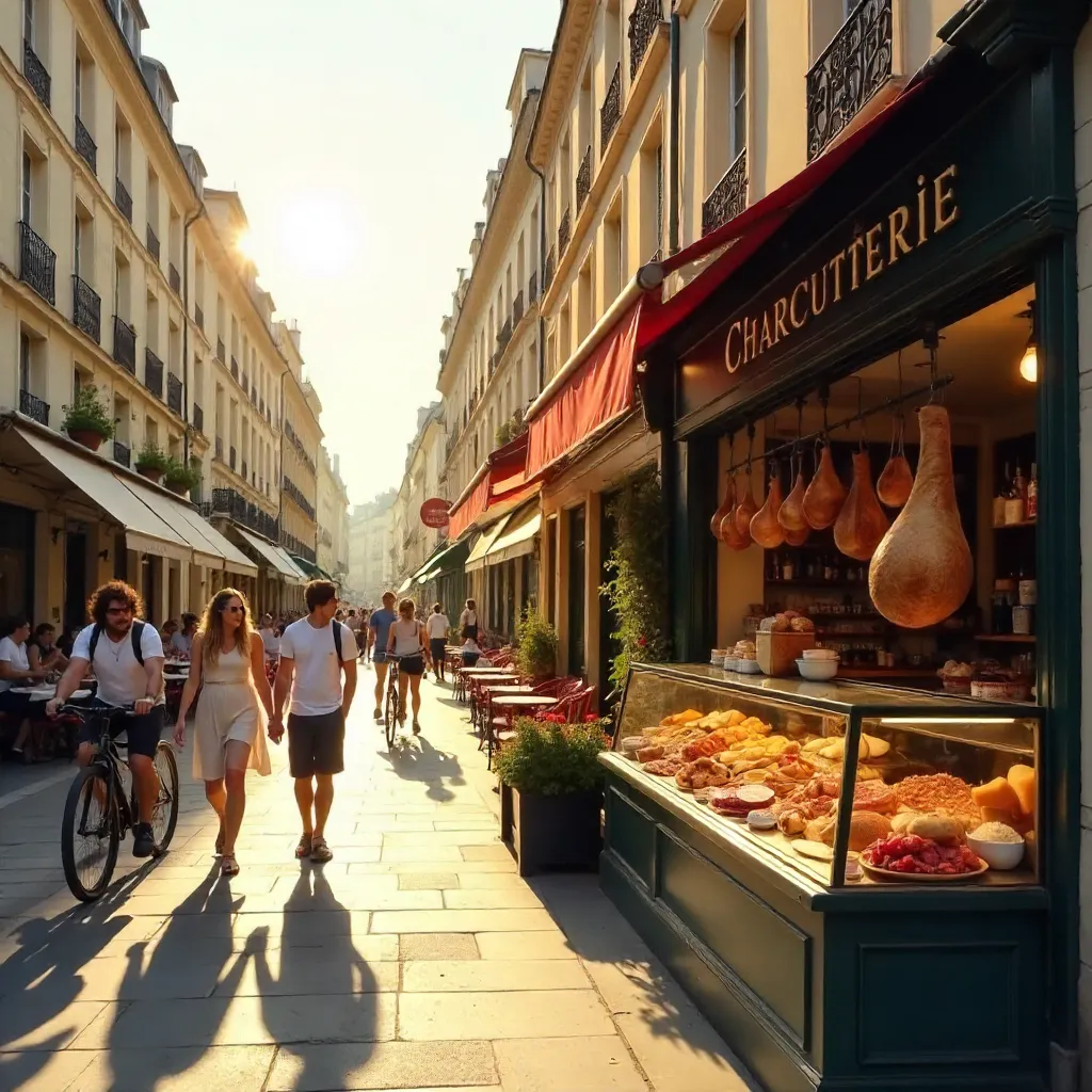 Golden Hour Parisian Street with Charcuterie