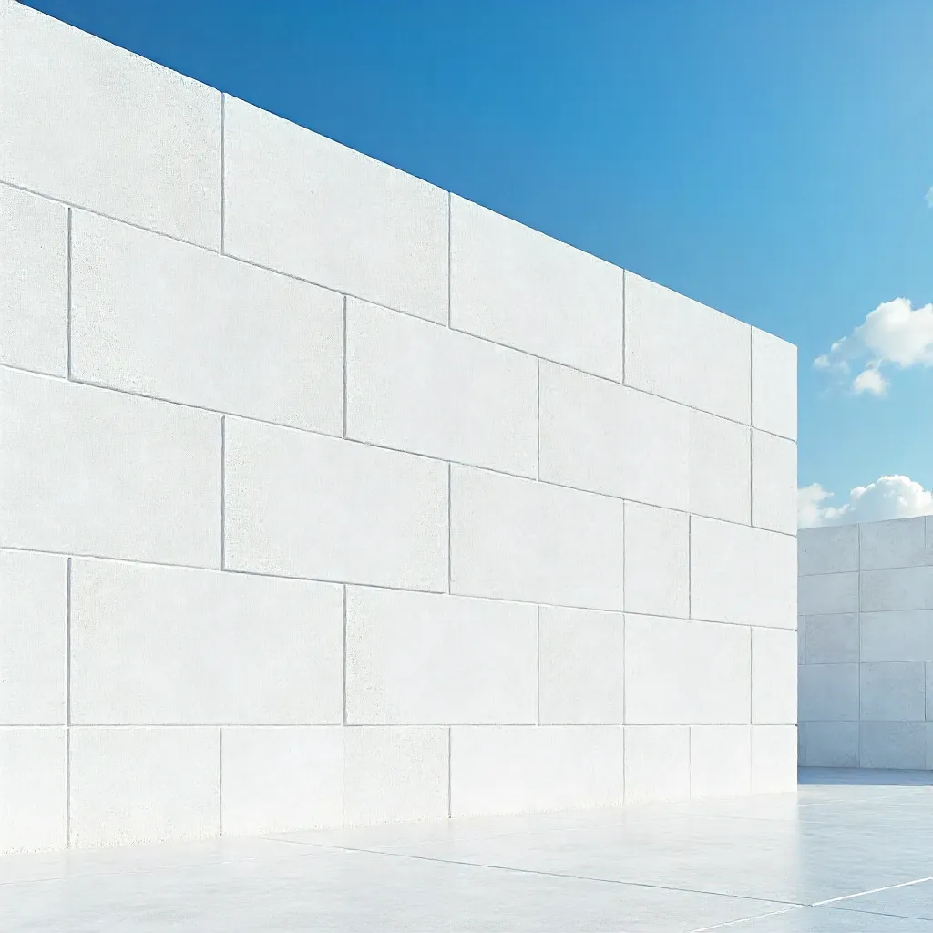 Stark White Geometric Wall Against Blue Sky