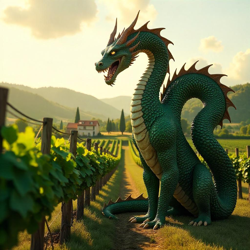 Golden Hour Hydras in a Vineyard - 3D Render