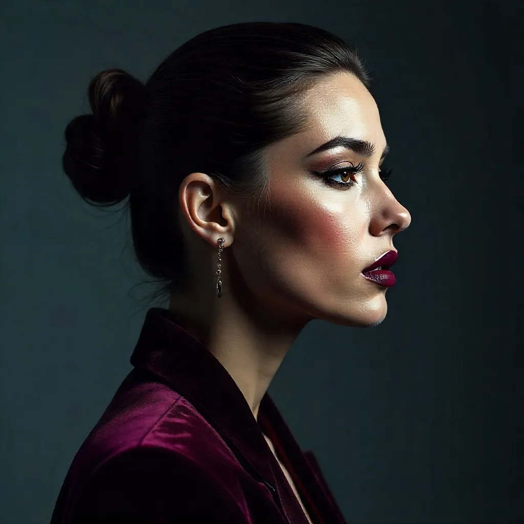 Sophisticated Side Profile: Slick Wet-Hair Portrait