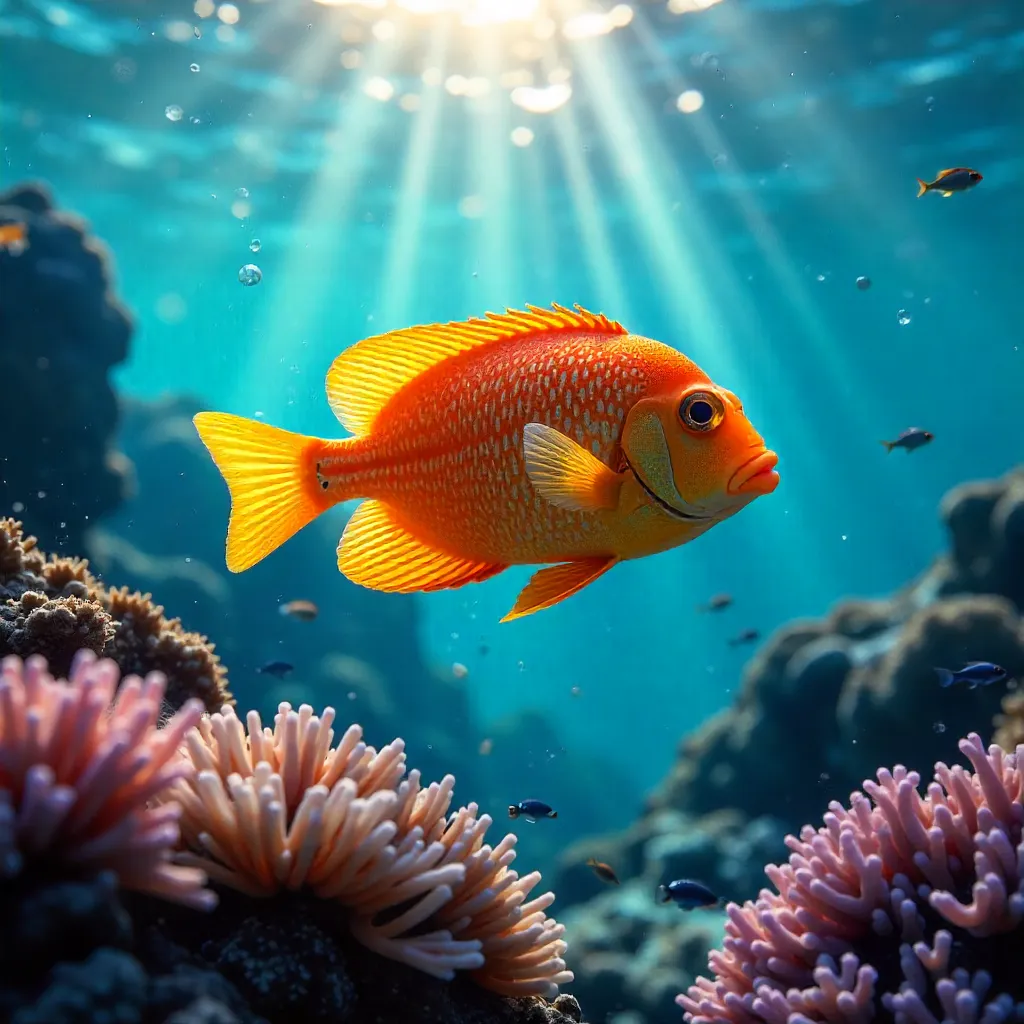 Bright Orange Fish in Crystal Clear Waters