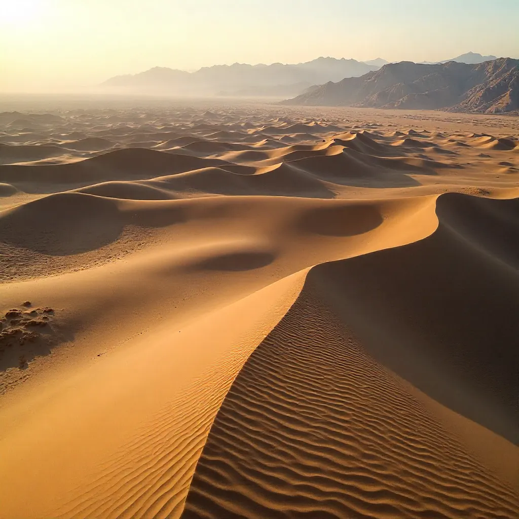Aerial Patterns of Desert Dunes and Mountains