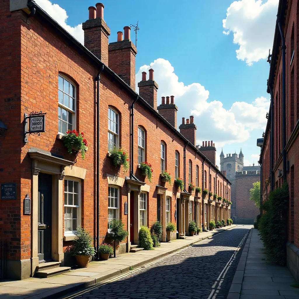 Sunny York Street with Historic Brick Facades