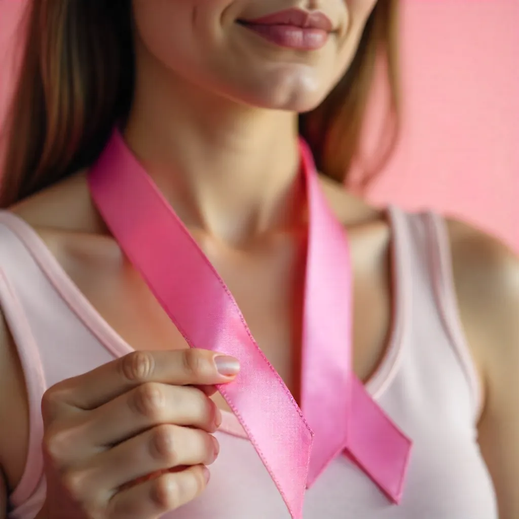 Close-Up Pink Ribbon for Breast Cancer Awareness