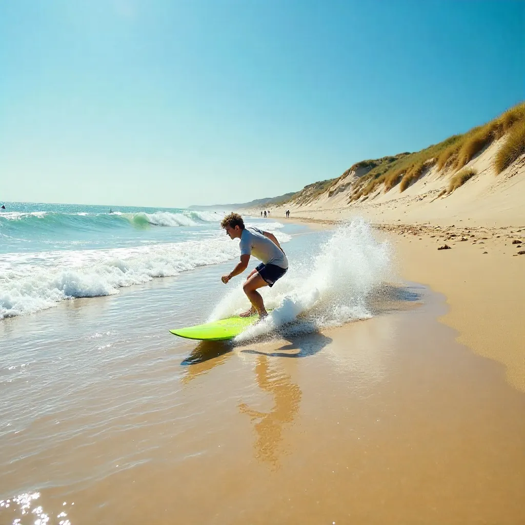 Surfer Enjoying Summer Waves at Sankt Peter-Ording Beach
