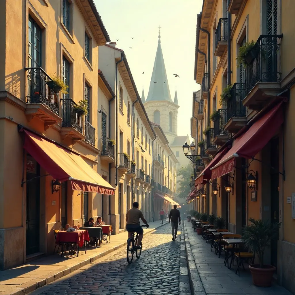 Charming Narrow European Street with Historic Buildings
