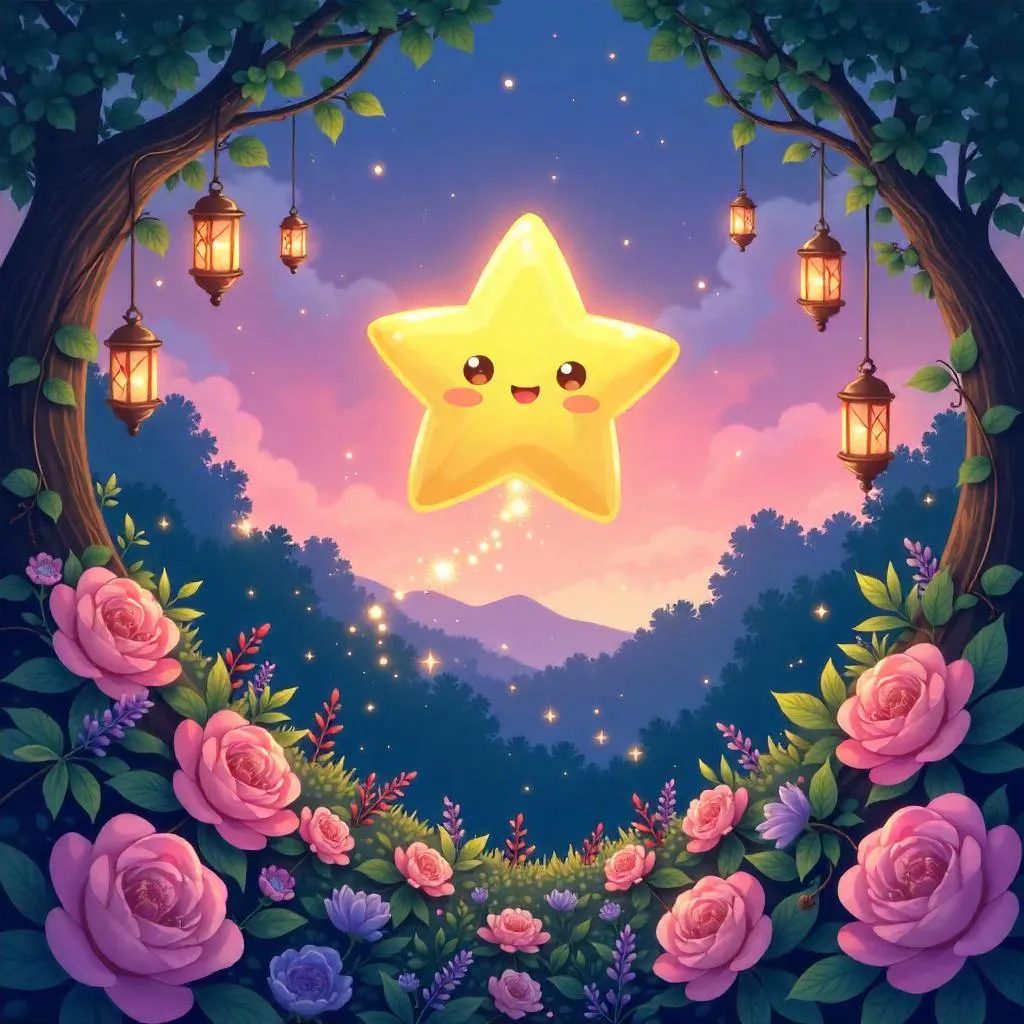 Star in an Anime Garden Under Twilight Glow