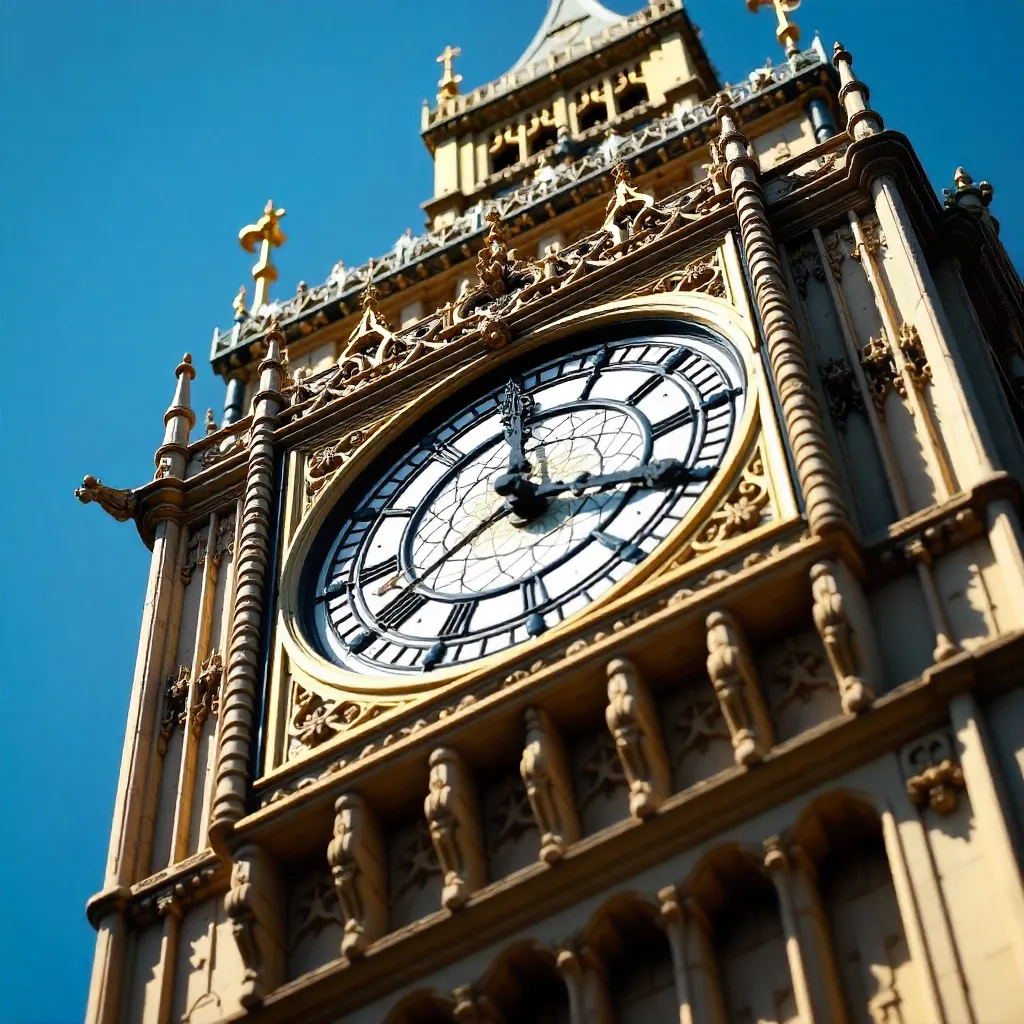 Close-Up of Big Ben Under Clear London Skies