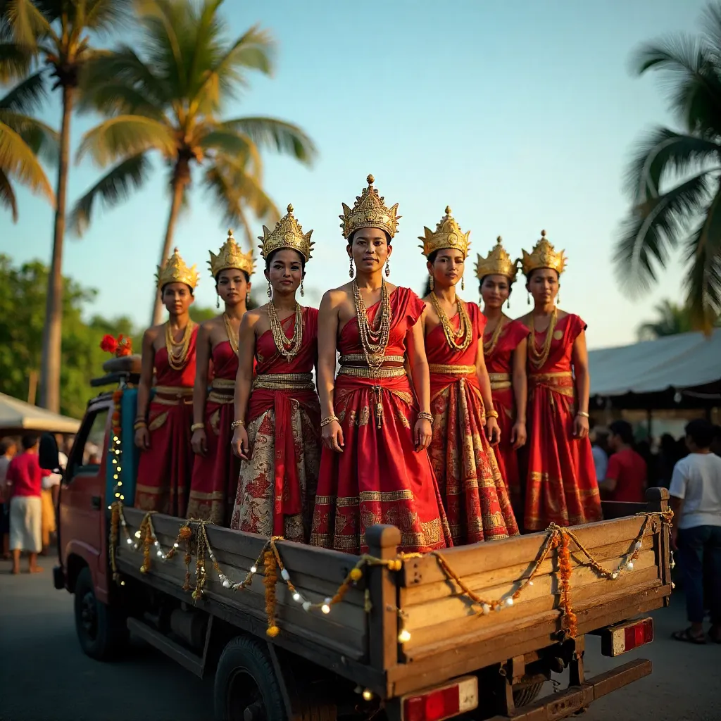 Jaranan Dancers on a Decorated Truck