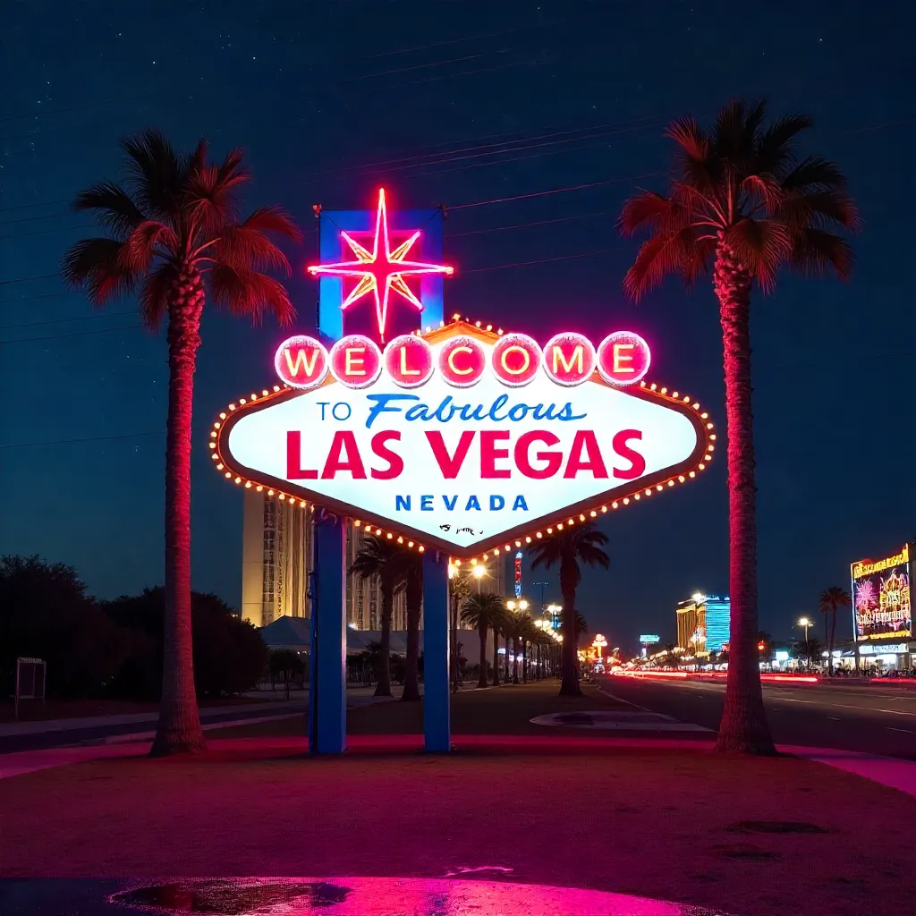 Neon Night at the Welcome to Las Vegas Sign