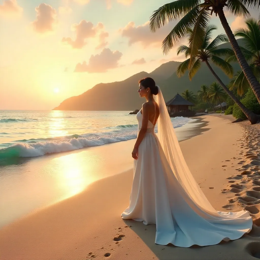 Serene Bali Bride Gazing at the Ocean