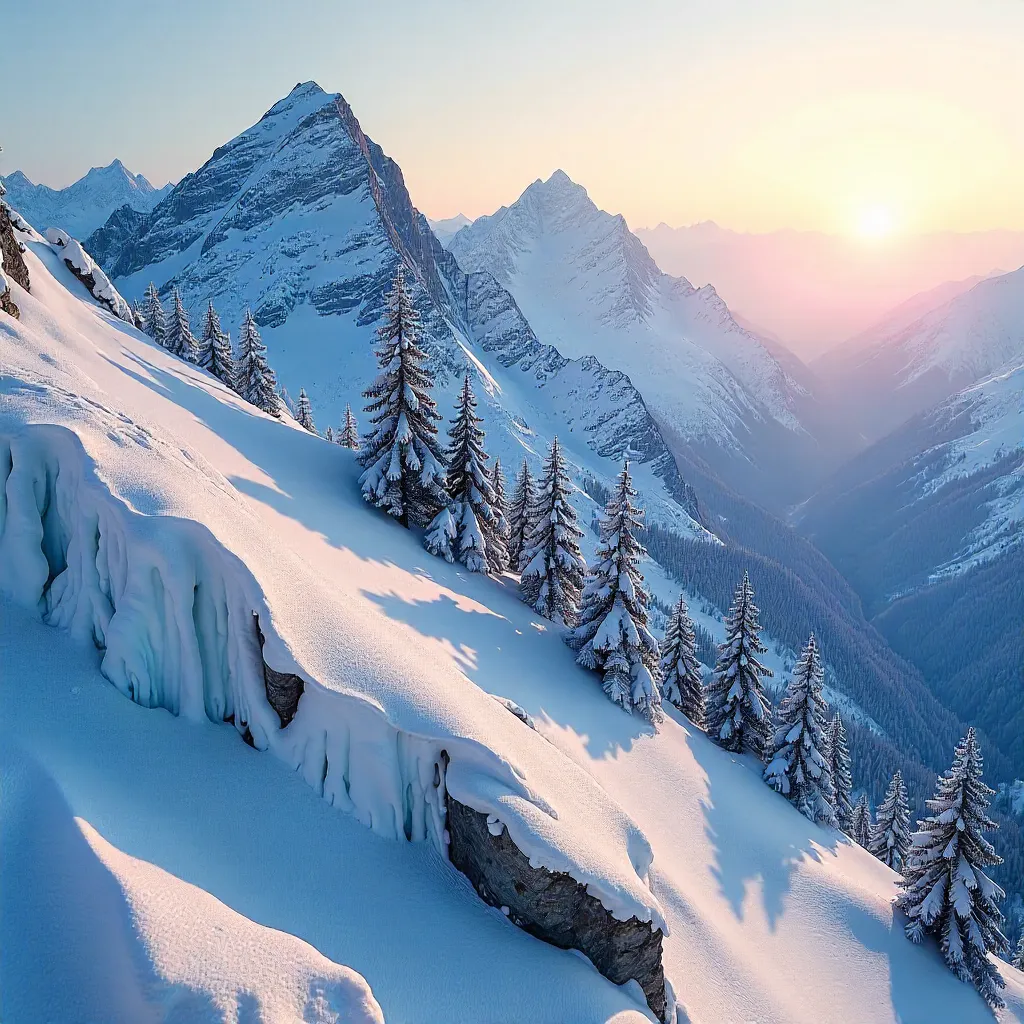 Snow-Crafted Peaks: A Winter Mountain Panorama