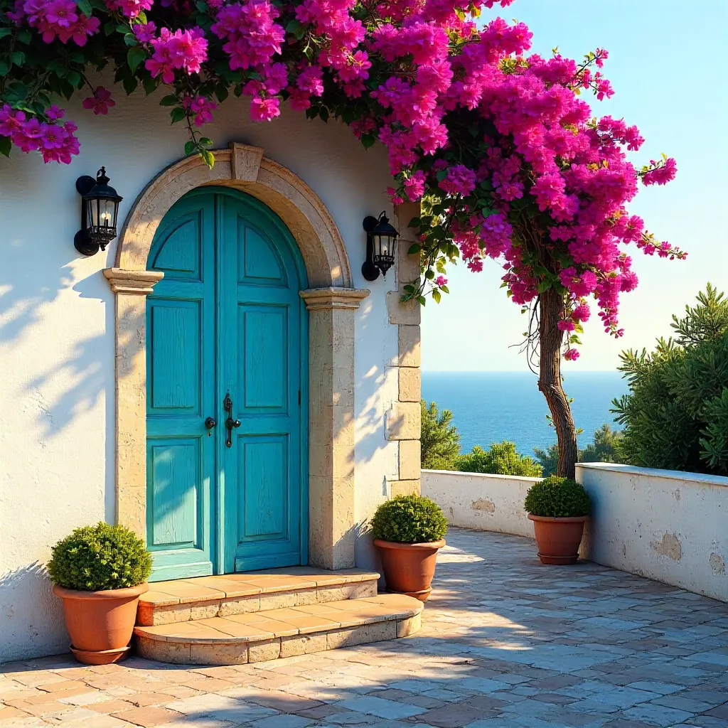 Bougainvillea-Clad Doorway in İzmir, Türkiye
