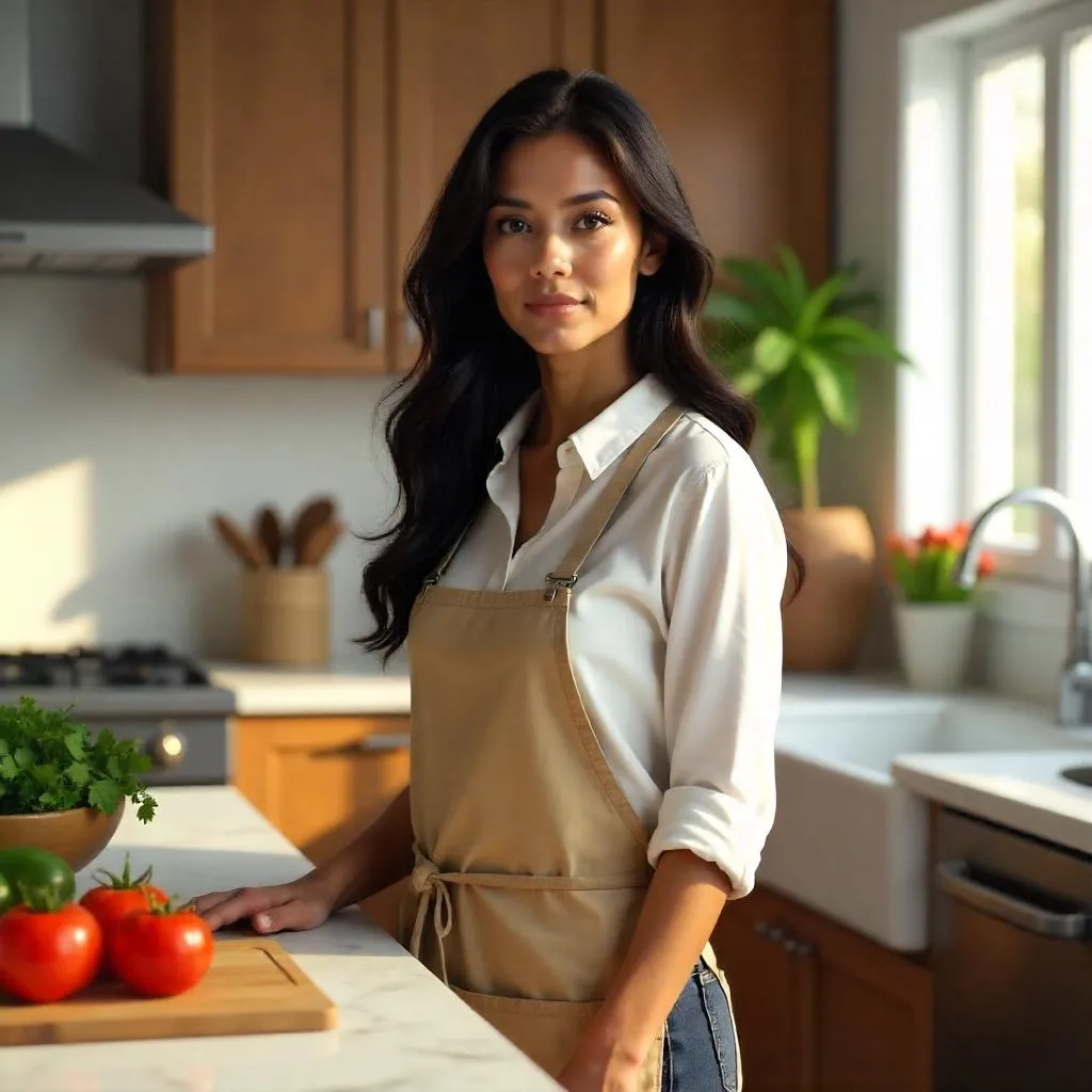 Photorealistic Latina Woman in a Kitchen