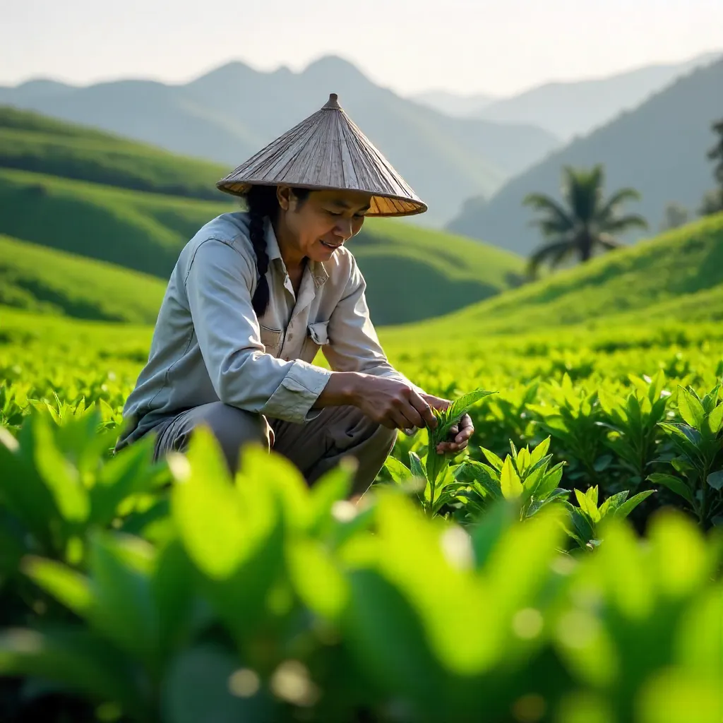 Tea Field Worker in Phú Thọ: Verdant Harvest
