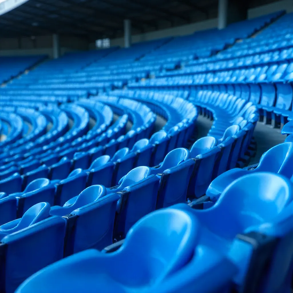 Vibrant Blue Stadium Seats with Copy Space