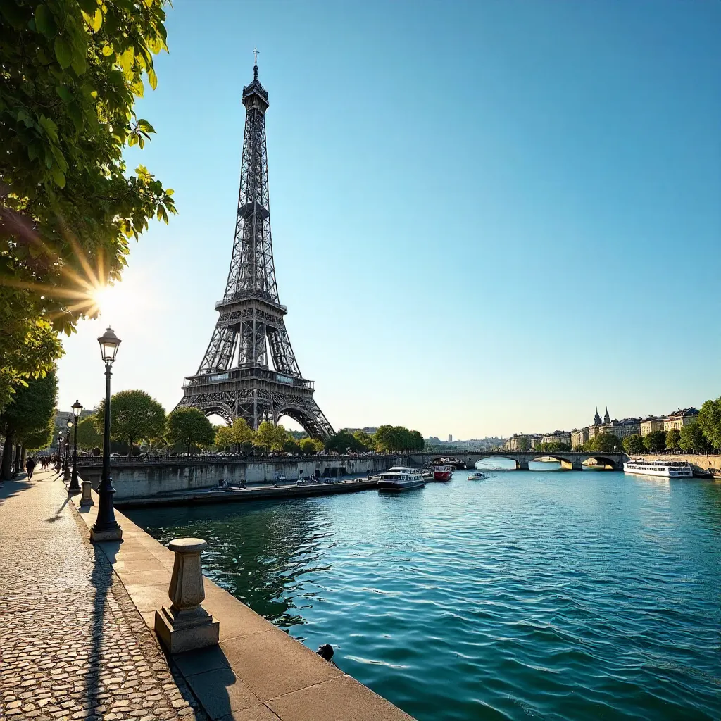 Parisian Vista: Eiffel Tower Over the Seine