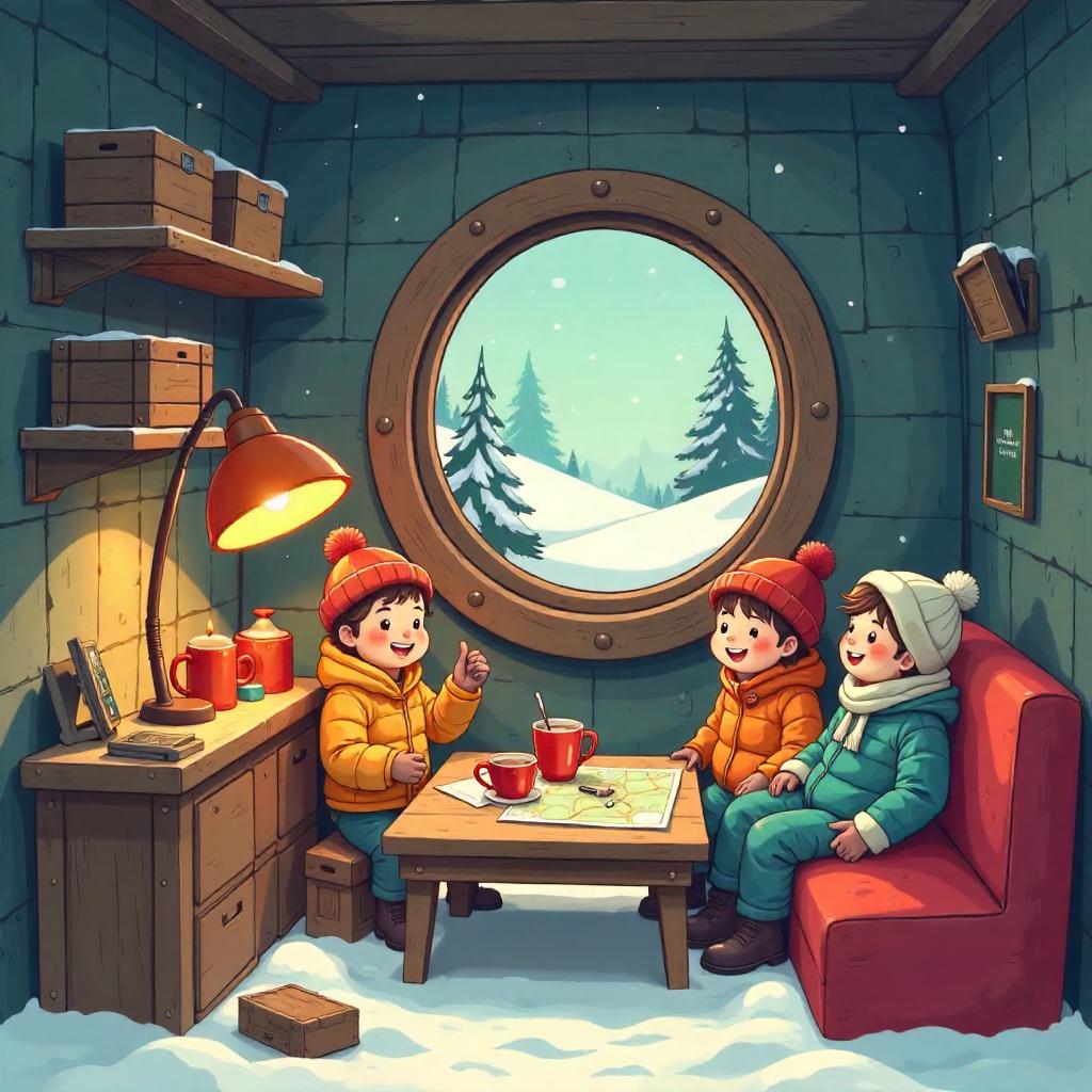 Snowy Bunker: A Cartoon Winter Scene
