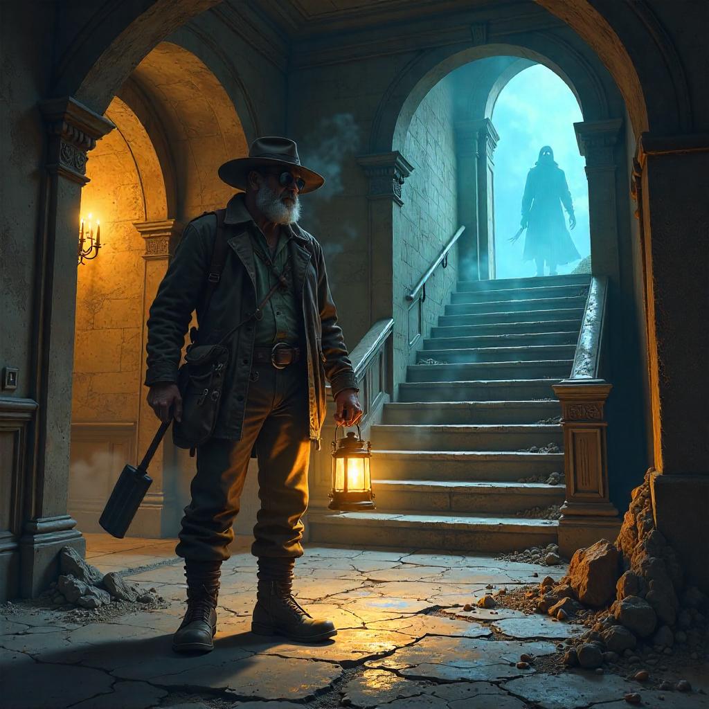 Archaeologist in a Haunted House Concept Art