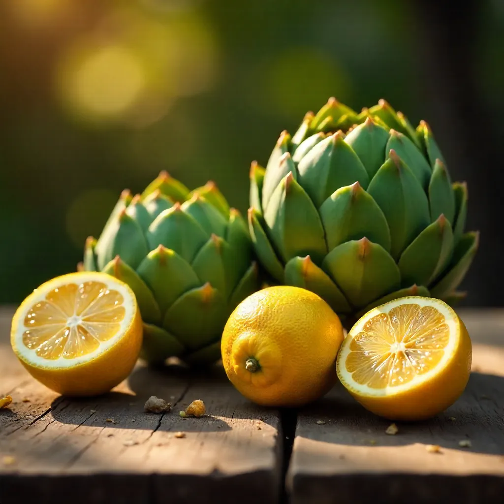 Sunlit Artichokes and Lemons: Golden Still Life