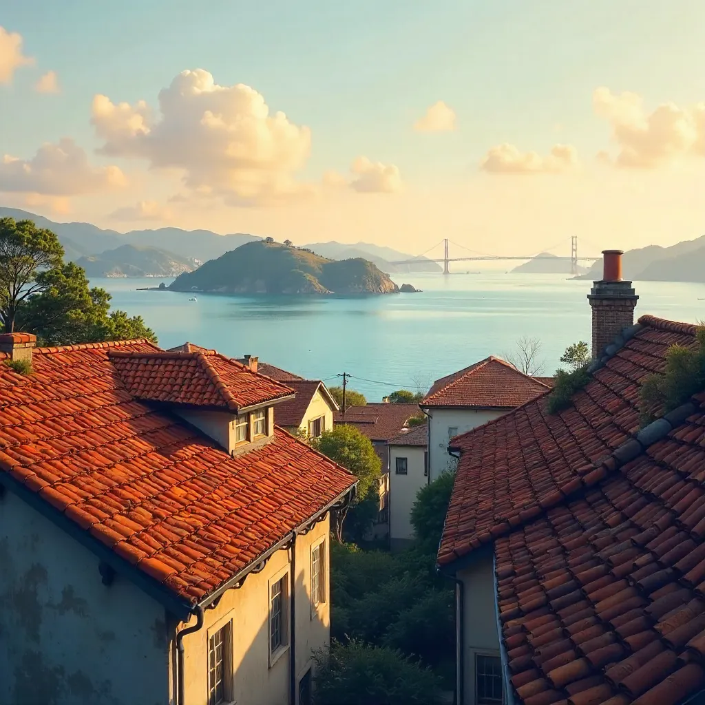 Rustic Rooftops Over San Francisco Bay